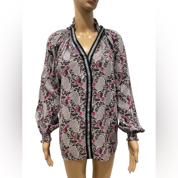 RUNGOLEE Aspen Floral Patterned Blouse with Pink Accents size M - Picture 1 of 4